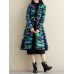 Ethnic Women Thick Long Sleeve Frog Button Printed Coat with Pockets