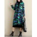 Ethnic Women Thick Long Sleeve Frog Button Printed Coat with Pockets