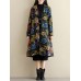 Ethnic Women Thick Long Sleeve Frog Button Printed Coat with Pockets