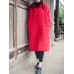 Vintage Women Solid Color Long Sleeve Hooded Cotton Long Coat