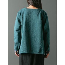 Vintage Women Jacquard Solid Color Cardigan Open Front Coats