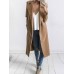 Solid Color Women Casual Full Sleeve Lapel Pocket Long Coat