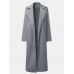 Solid Color Women Casual Full Sleeve Lapel Pocket Long Coat