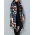 Casual Women Printed Long Sleeve Button Hooded Knee-Length Coat