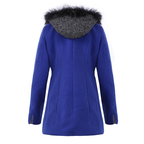 Casual Women Stitching Faux Fur Hooded Long Sleeve Coats