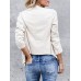 Casual Women Solid Color Lapel Irregular Hem Long Sleeve Cardigans