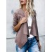 Casual Women Solid Color Lapel Irregular Hem Long Sleeve Cardigans