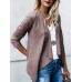 Casual Women Solid Color Lapel Irregular Hem Long Sleeve Cardigans