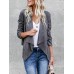 Casual Women Solid Color Lapel Irregular Hem Long Sleeve Cardigans