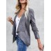 Casual Women Solid Color Lapel Irregular Hem Long Sleeve Cardigans