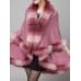 Elegant Women Faux Fur Collar Button Shawl Cape Coat