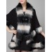 Elegant Women Faux Fur Collar Button Shawl Cape Coat