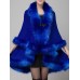 Elegant Women Faux Fur Collar Button Shawl Cape Coat