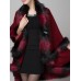 Elegant Women Faux Fur Collar Button Shawl Cape Coat