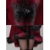 Elegant Women Faux Fur Collar Button Shawl Cape Coat