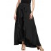 Women Tie-Waist Ruffled Lace-up Solid Chiffon Pants