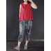 Women Vintage Sleeveless Pure Color Tank Tops