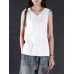 Women Vintage Sleeveless Pure Color Tank Tops