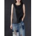 Women Vintage Sleeveless Pure Color Tank Tops