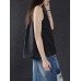 Women Vintage Sleeveless Pure Color Tank Tops