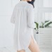 Chiffon Minimalism Long Sleeves White Shirt Tracksuit Sleepwear For Women