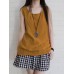 Women Sleeveless Solid Color Loose Vintage Tank Tops