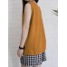 Women Sleeveless Solid Color Loose Vintage Tank Tops