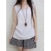 Women Sleeveless Solid Color Loose Vintage Tank Tops