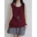 Women Sleeveless Solid Color Loose Vintage Tank Tops