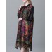 Plus Size Turn-down Collar Ruffle Hem Floral Dresses