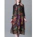 Plus Size Turn-down Collar Ruffle Hem Floral Dresses