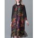 Plus Size Turn-down Collar Ruffle Hem Floral Dresses