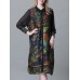 Plus Size Turn-down Collar Ruffle Hem Floral Dresses