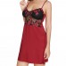 Transparent Mesh Lace Embroidery Floral Nightgown