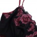 Transparent Mesh Lace Embroidery Floral Nightgown