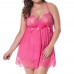 Plus Size Sexy Lace Sling Dress Translucent Mesh Women Sleepwear