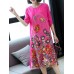 Elegant Floral Print Embroidered A-line O-neck Dress