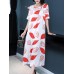 Elegant Women Floral Print O-neck A-line Dress