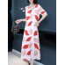 Elegant Women Floral Print O-neck A-line Dress