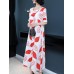 Elegant Women Floral Print O-neck A-line Dress