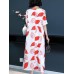 Elegant Women Floral Print O-neck A-line Dress