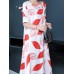 Elegant Women Floral Print O-neck A-line Dress