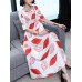 Elegant Women Floral Print O-neck A-line Dress