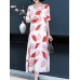 Elegant Women Floral Print O-neck A-line Dress