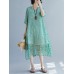 Elegant Women Floral Print Half Sleeves V-neck Loose Dress