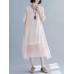 Elegant Women Floral Print Half Sleeves V-neck Loose Dress