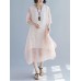 Elegant Women Floral Print Half Sleeves V-neck Loose Dress