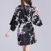 Silk Peacock Middle Sleeve Pajamas Waist Straps Sexy Bathrobes Women Sleepwear