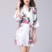 Silk Peacock Middle Sleeve Pajamas Waist Straps Sexy Bathrobes Women Sleepwear