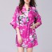 Silk Peacock Middle Sleeve Pajamas Waist Straps Sexy Bathrobes Women Sleepwear